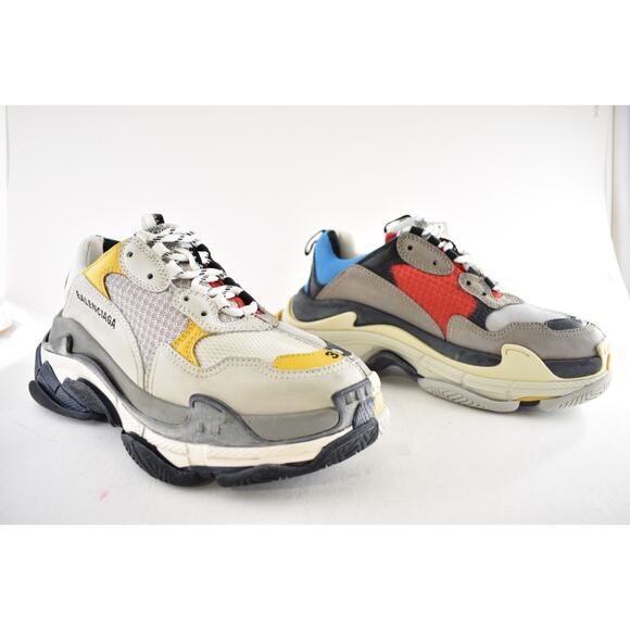 Balenciaga Triple S Split White Grey Yellow Flat Platform Sneakers 39 Mens US 6 - Picture 5 of 13